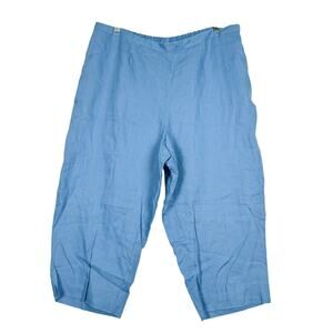 New Kim Rogers 100% Linen Elastic Waist Lightweight Capri Pants Sz 1X Breathable